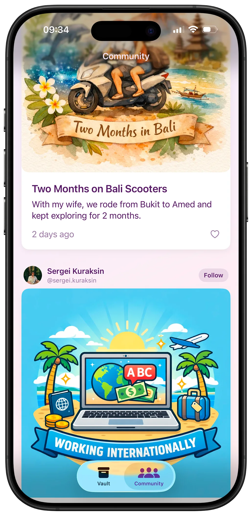 Achievault Community screen showing intentionally shared achievement badges